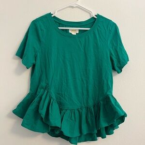 Maeve Anthropologie Ruffle-Hem Blouse Top